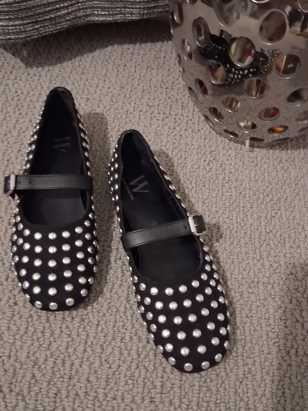 Worthington Black Mary Jane Flats with Silver Studs